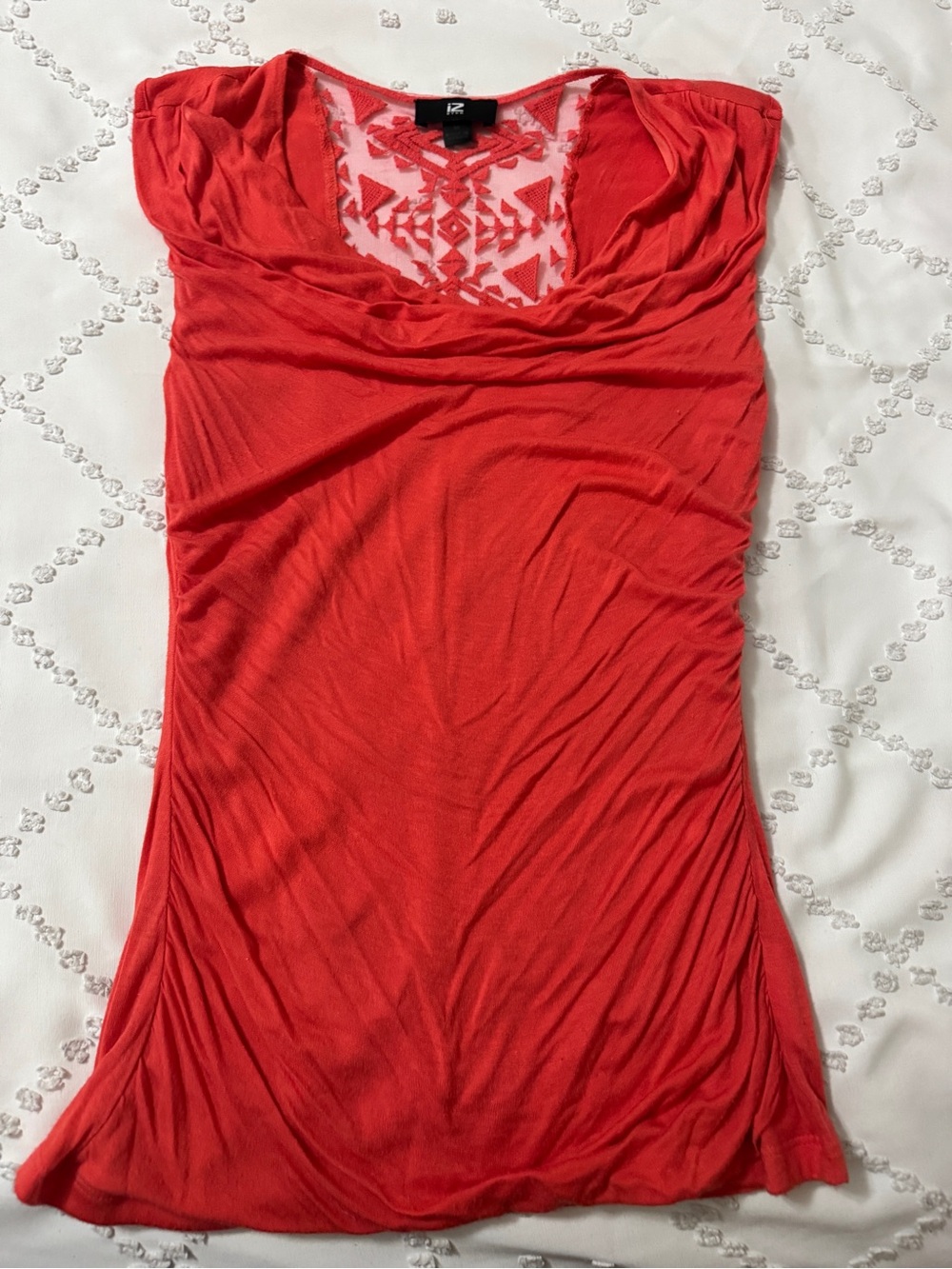 Iz Byer Red Scoop Neck Tank with Crochet Back Detail